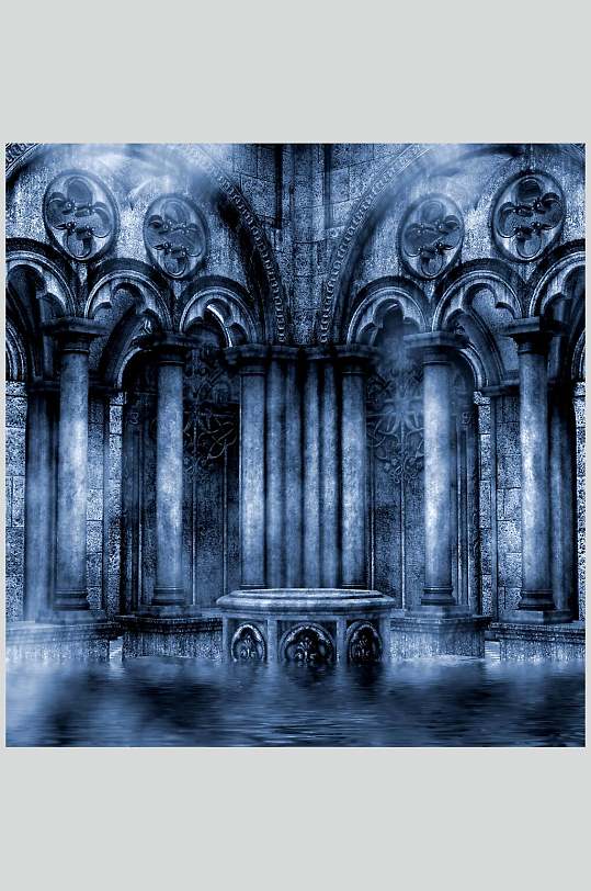 欧式建筑魔幻暗黑cg场景摄影图