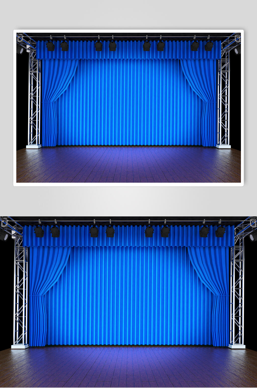 蓝色舞台幕布全景图片