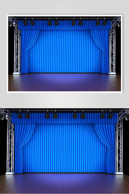 蓝色舞台幕布全景图片