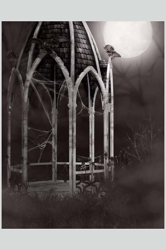 欧式建筑魔幻暗黑cg场景图片