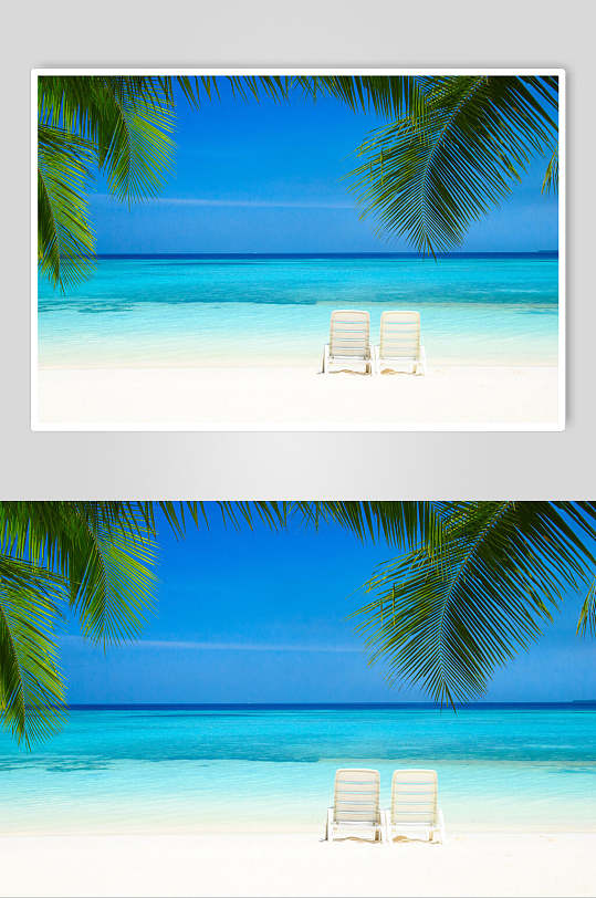 蓝天椰树沙滩海边高清壁纸