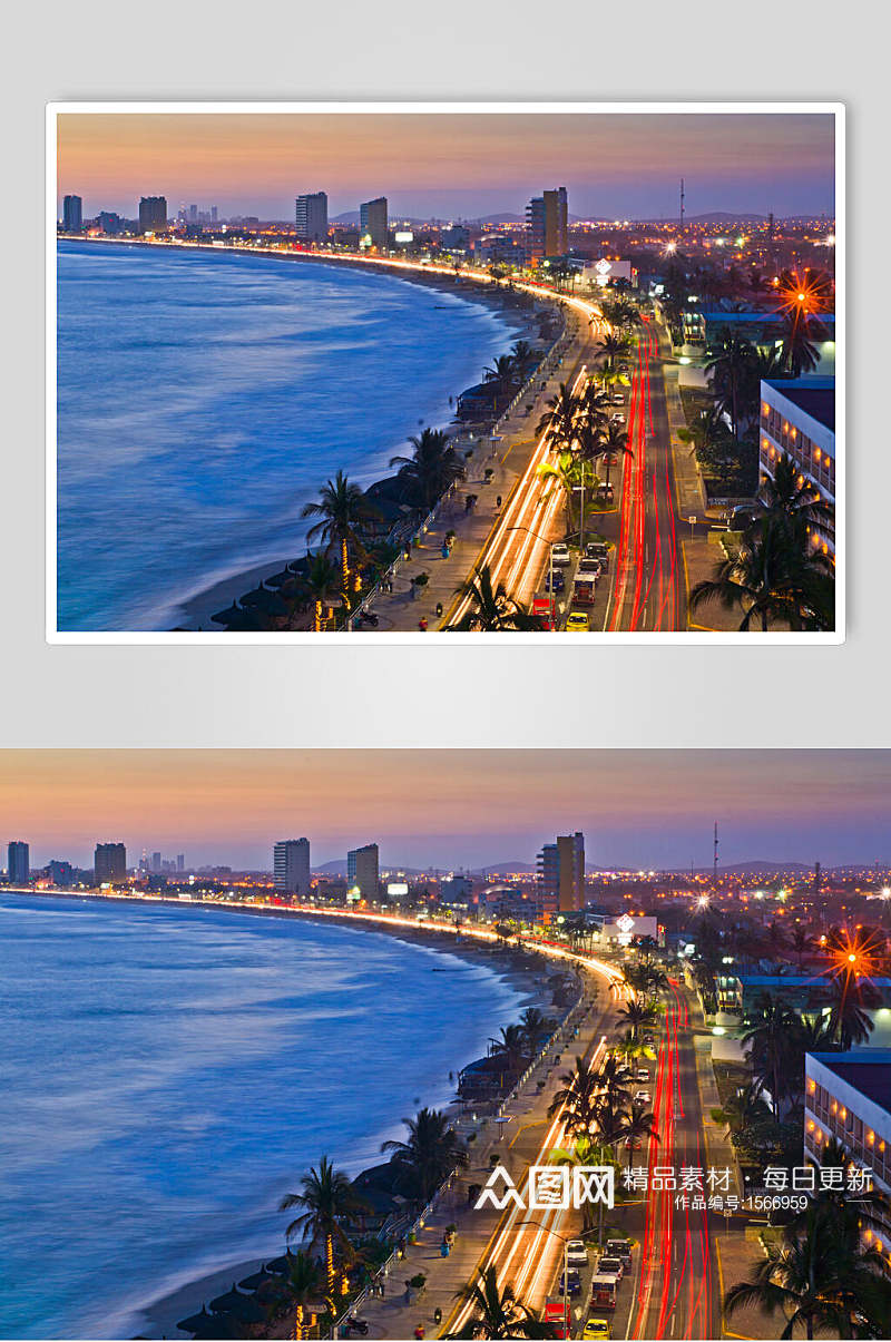 海岸线繁华都市城市风景图片素材