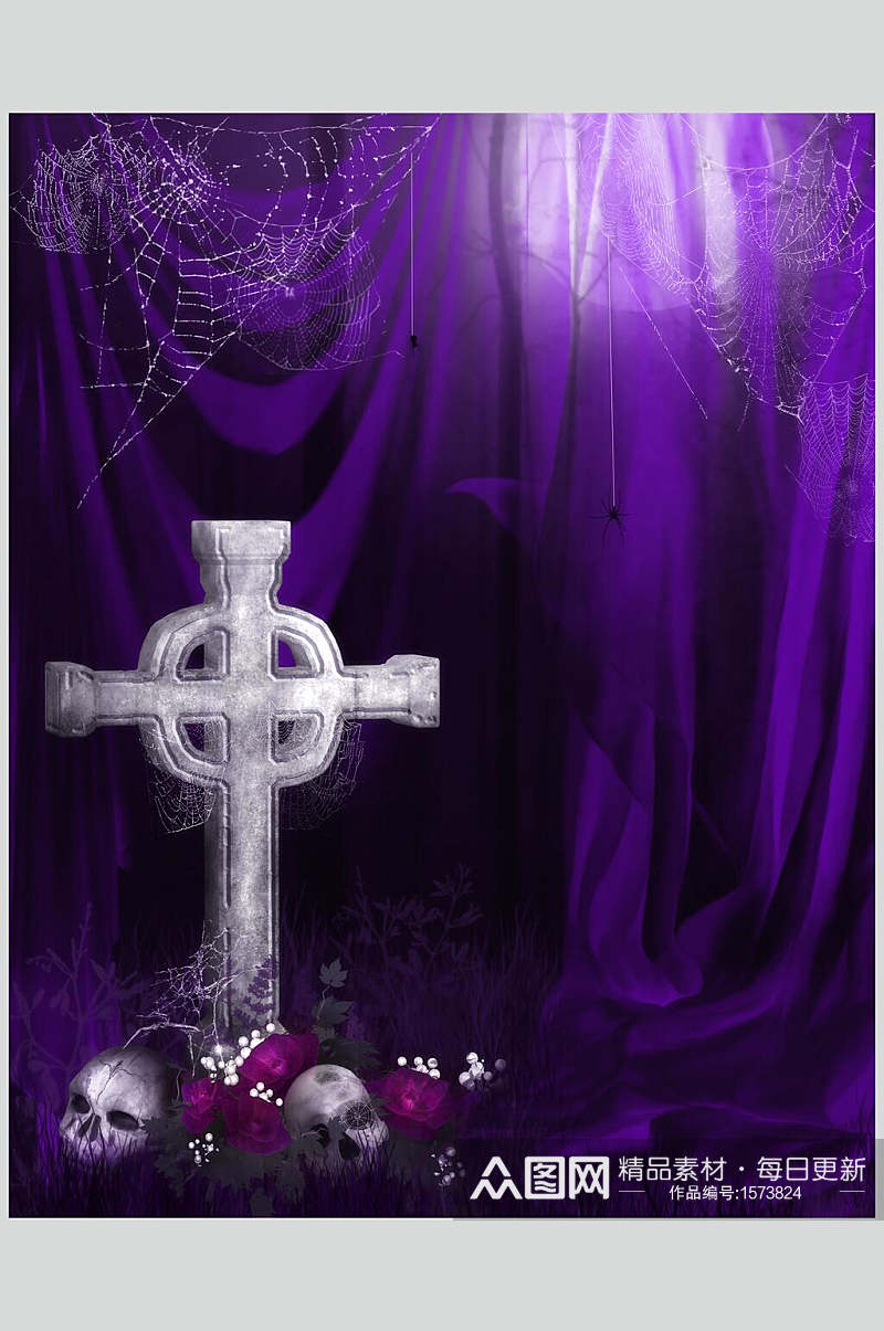 紫色十字架魔幻暗黑CG场景素材
