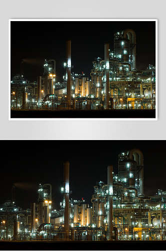 高清实拍夜景炼油厂图片