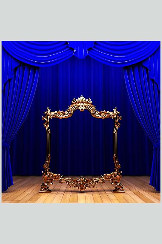 蓝色舞台幕布背景图片