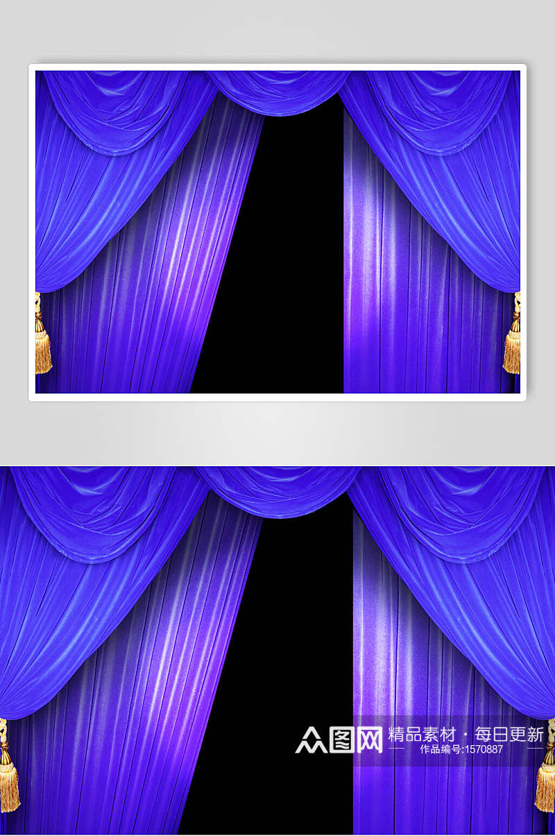 蓝色舞台幕布背景图片素材