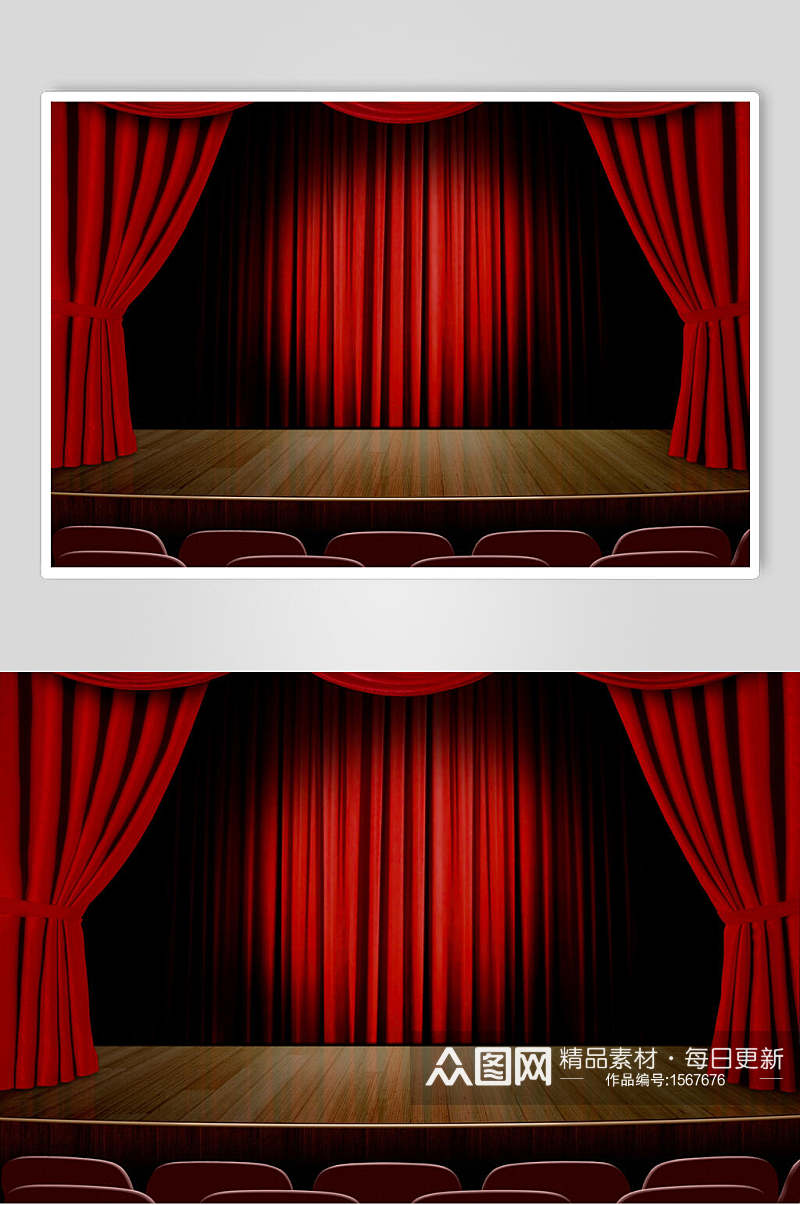 红色立体舞台幕布图片素材