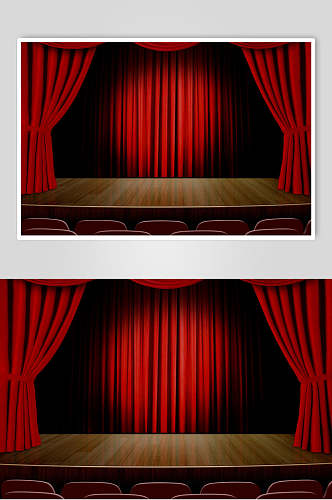 红色立体舞台幕布图片