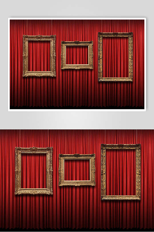 红色欧式简约边框舞台幕布背景高清图片