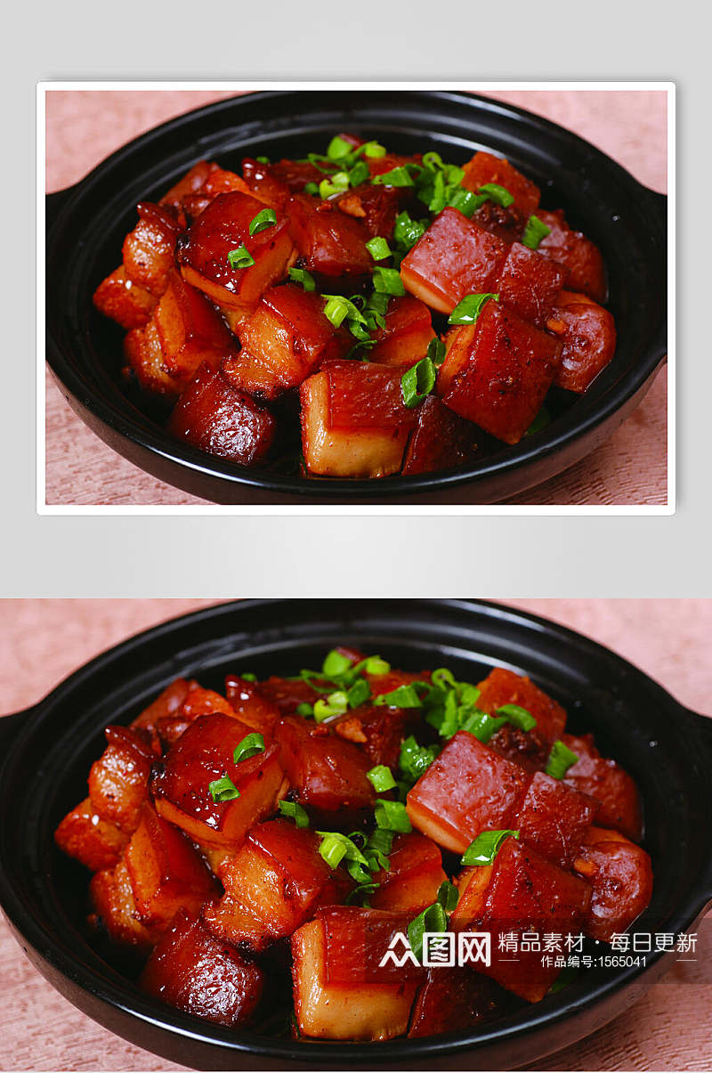 砂锅鲜美红烧肉高清图片素材