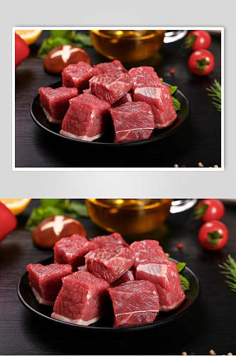 高清实拍新鲜牛肉块图片