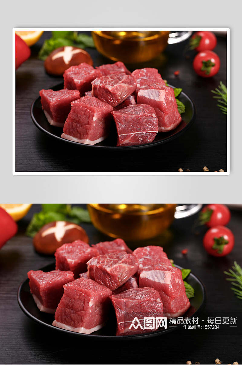 高清实拍新鲜牛肉块图片素材
