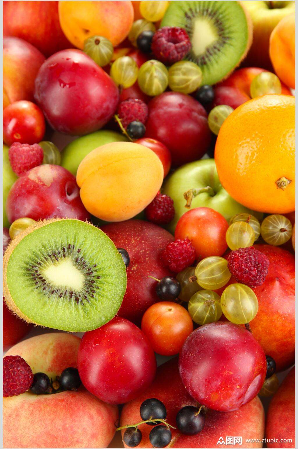 猕猴桃李子水果特写图片素材