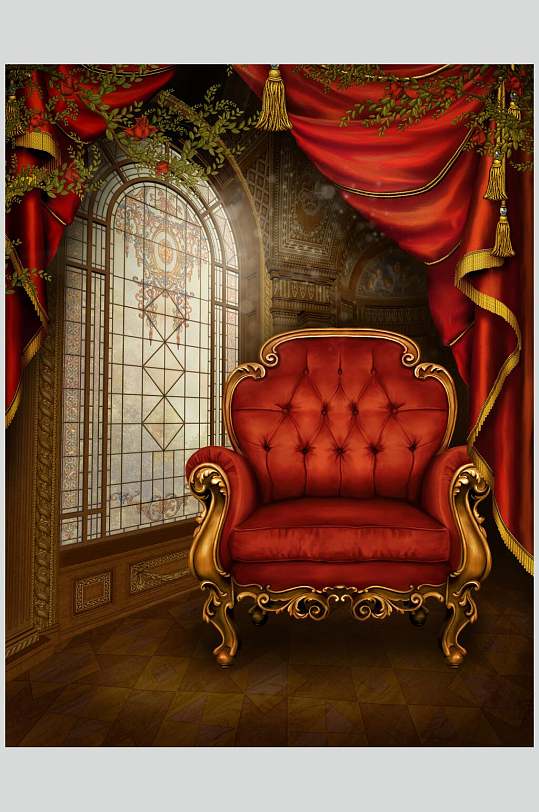 哥特风室内庭院建筑家居摄影图