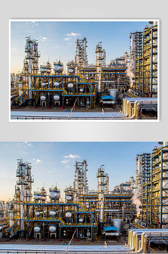 曙光日落炼油厂摄影图
