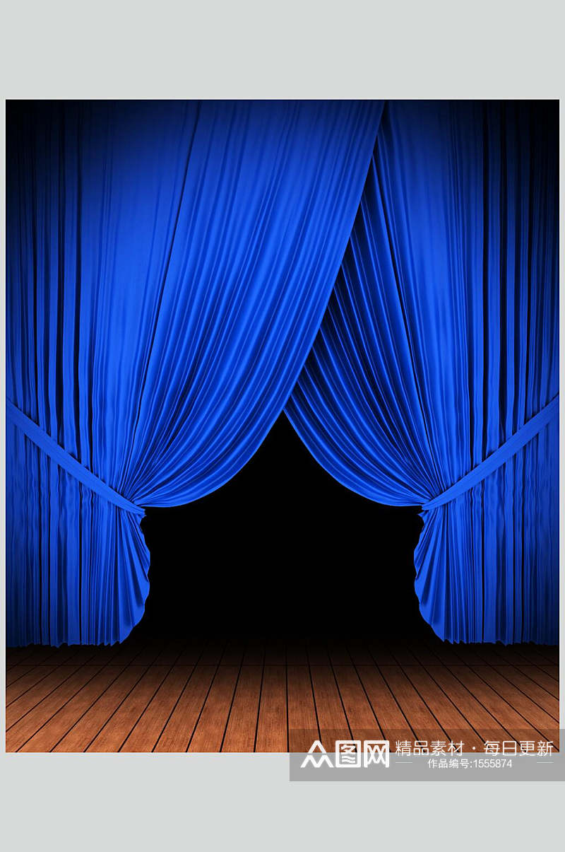 蓝色舞台幕布背景图片素材