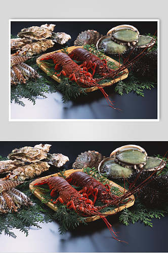 大龙虾海鲜美食远景图片