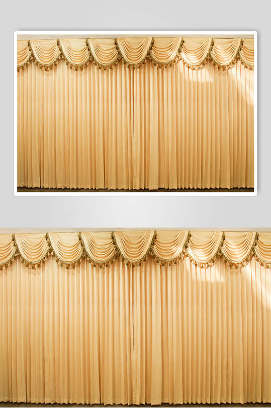 金色流苏花边舞台幕布图片