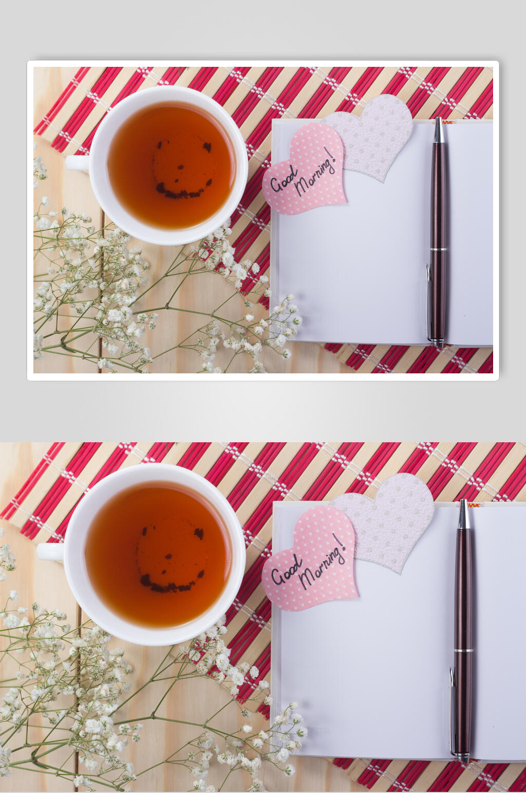 红茶花茶俯视高清图片素材