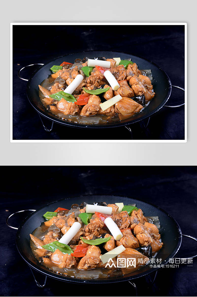 地锅鸡鸡肉图片传统美食摄影图素材