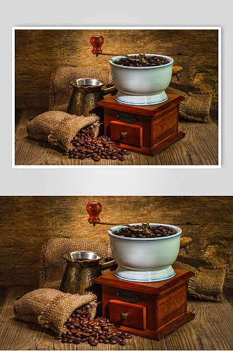 咖啡豆茶壶咖啡图片