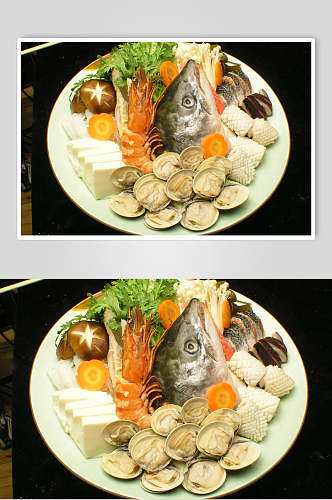 海鲜火锅食材摆盘图片