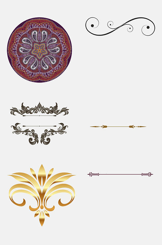 民族风欧式花纹边框免抠元素素材