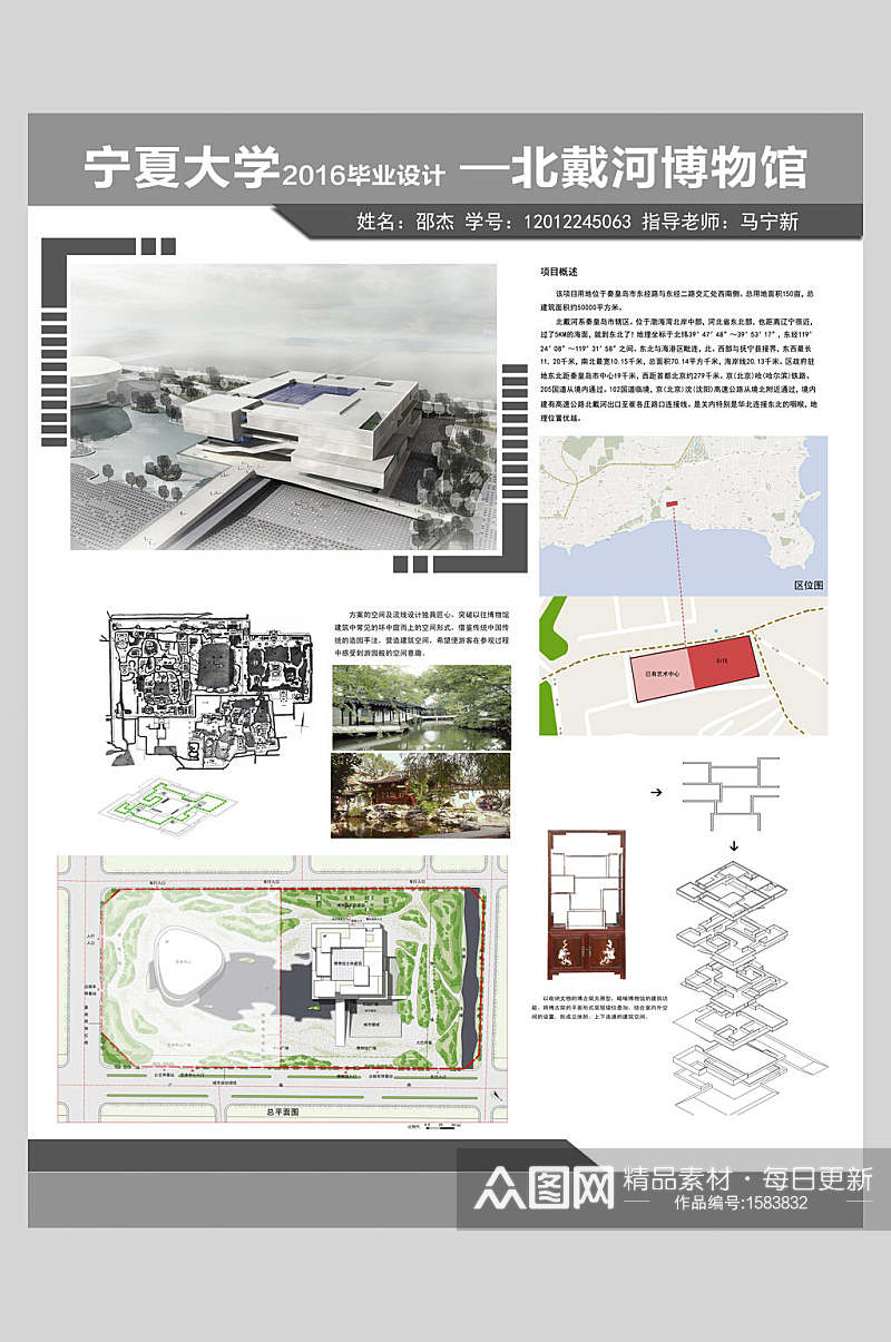 博物馆毕业展展板海报素材