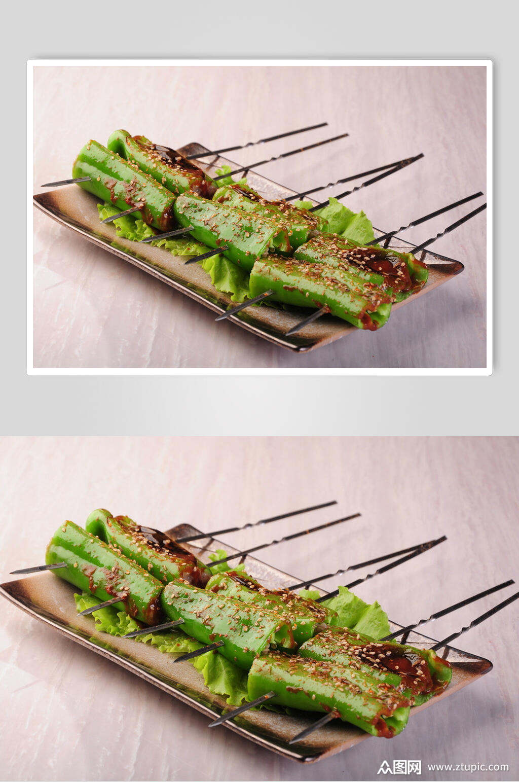 绿色烤尖椒烧烤夜宵图片