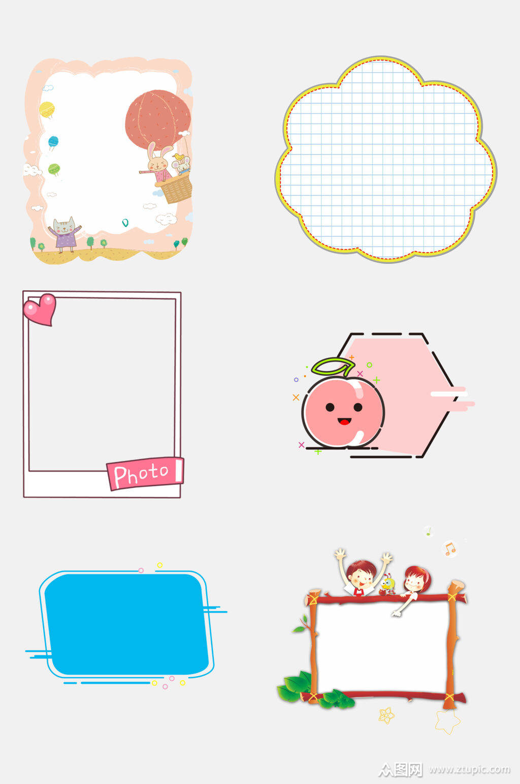 简约可爱卡通相册边框相框免抠元素素材模板下载-编号1716501-众图网