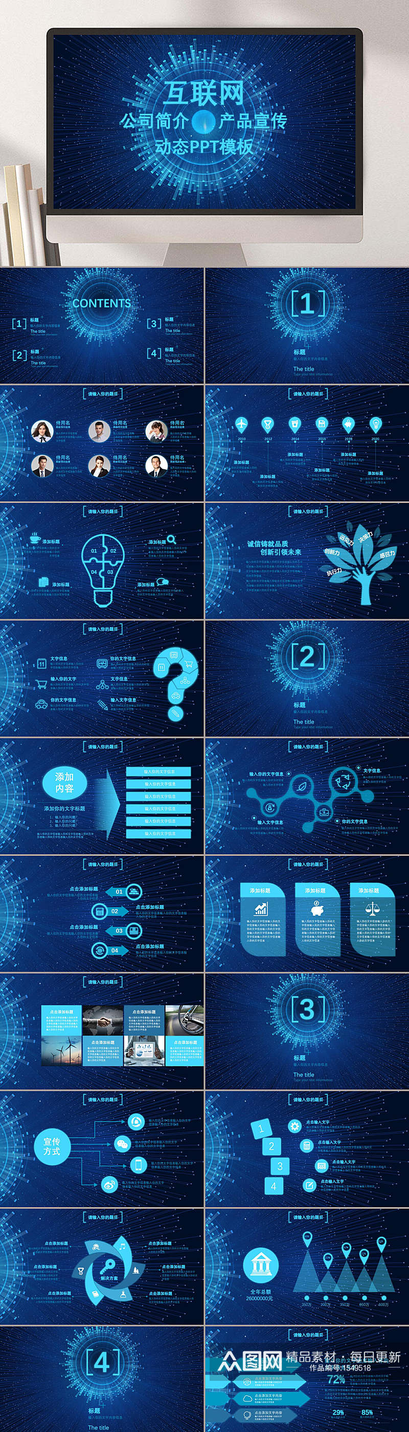 互联网科技高端商务动静宣传画册PPT模板素材