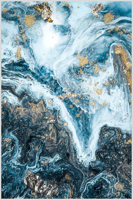 蓝绿色大理石鎏金水彩底纹素材高清图片