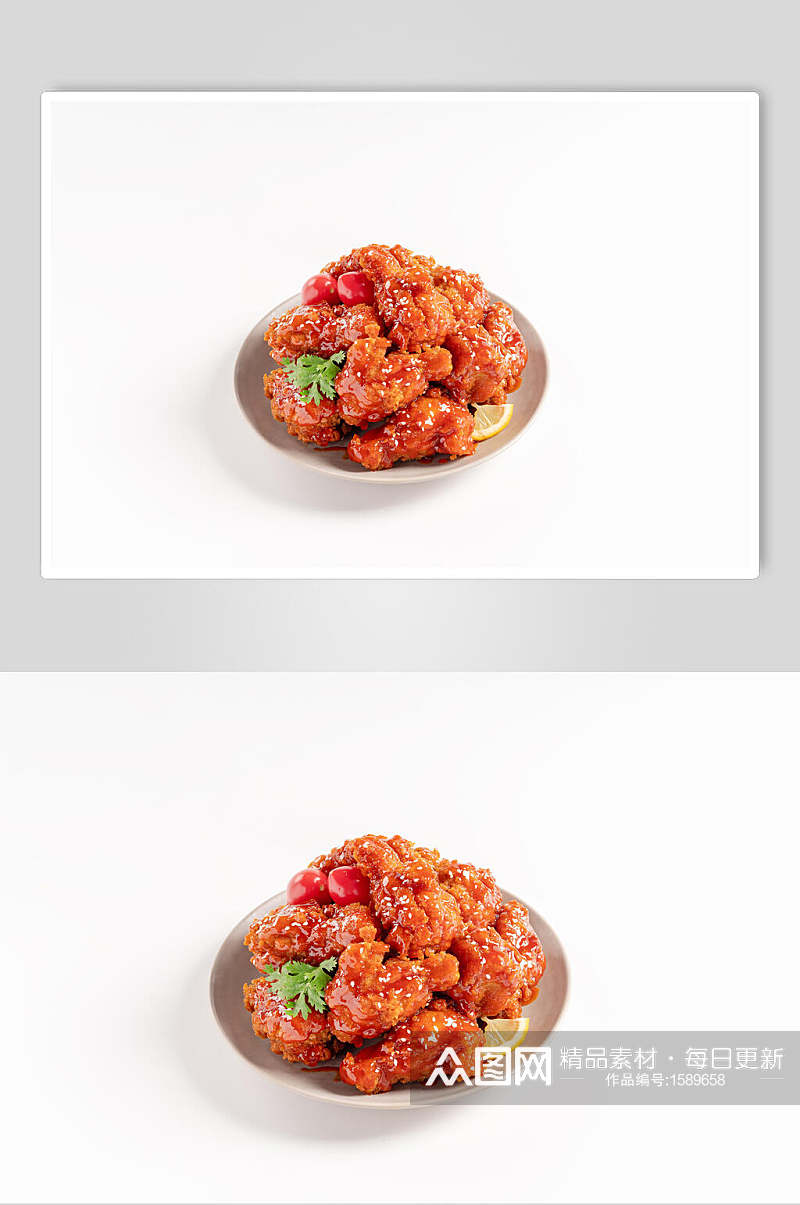 特写韩式炸鸡小吃高清图片素材