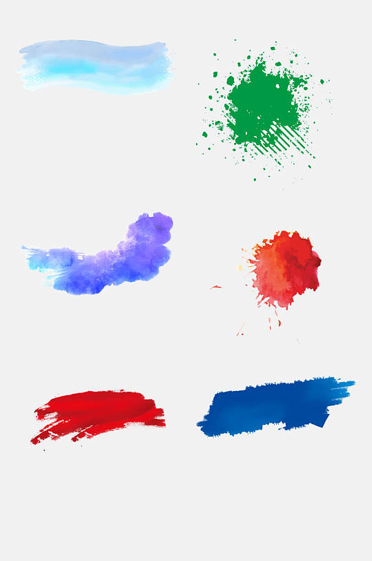 晕染水墨笔刷笔触免抠元素素材