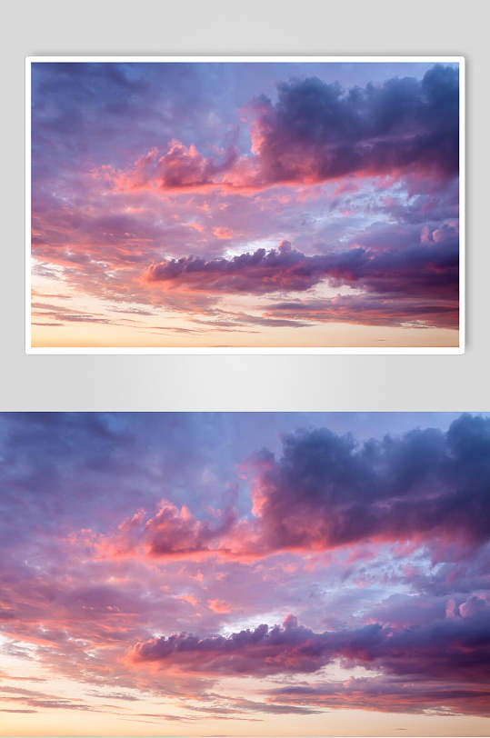 紫色晚霞天空日落高清图片