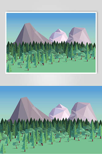 矢量AI风景插画素材雪山和森林