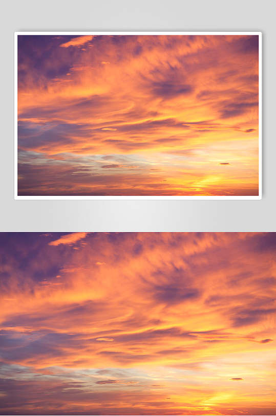 天空日落火烧云摄影图
