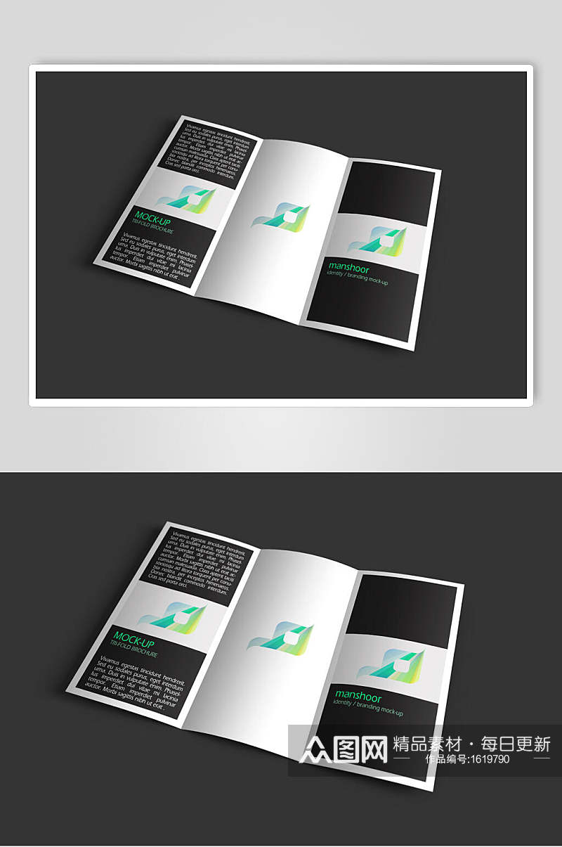 企业宣传三折页VI样机效果图素材