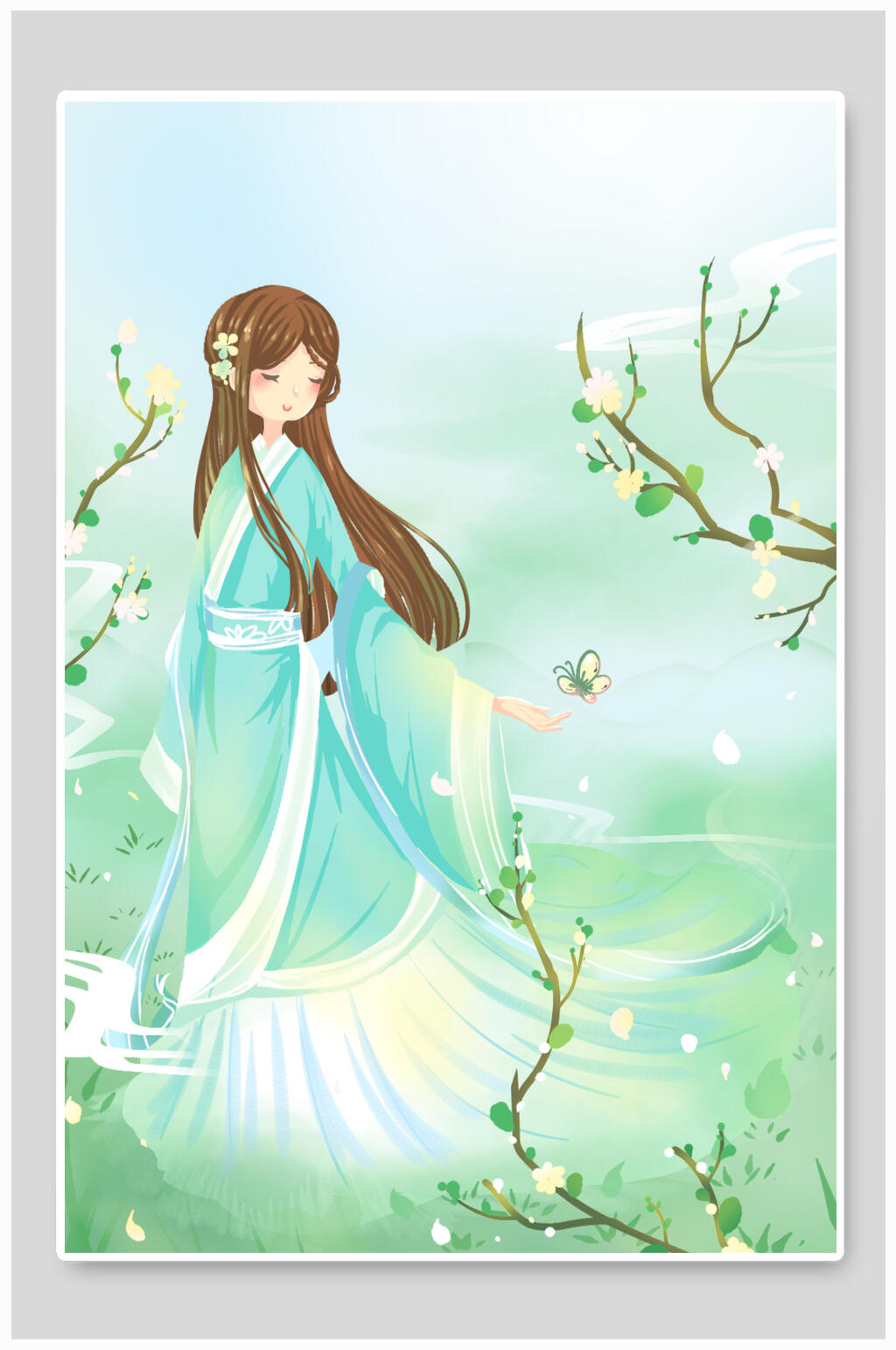 古风春意插画素材素材