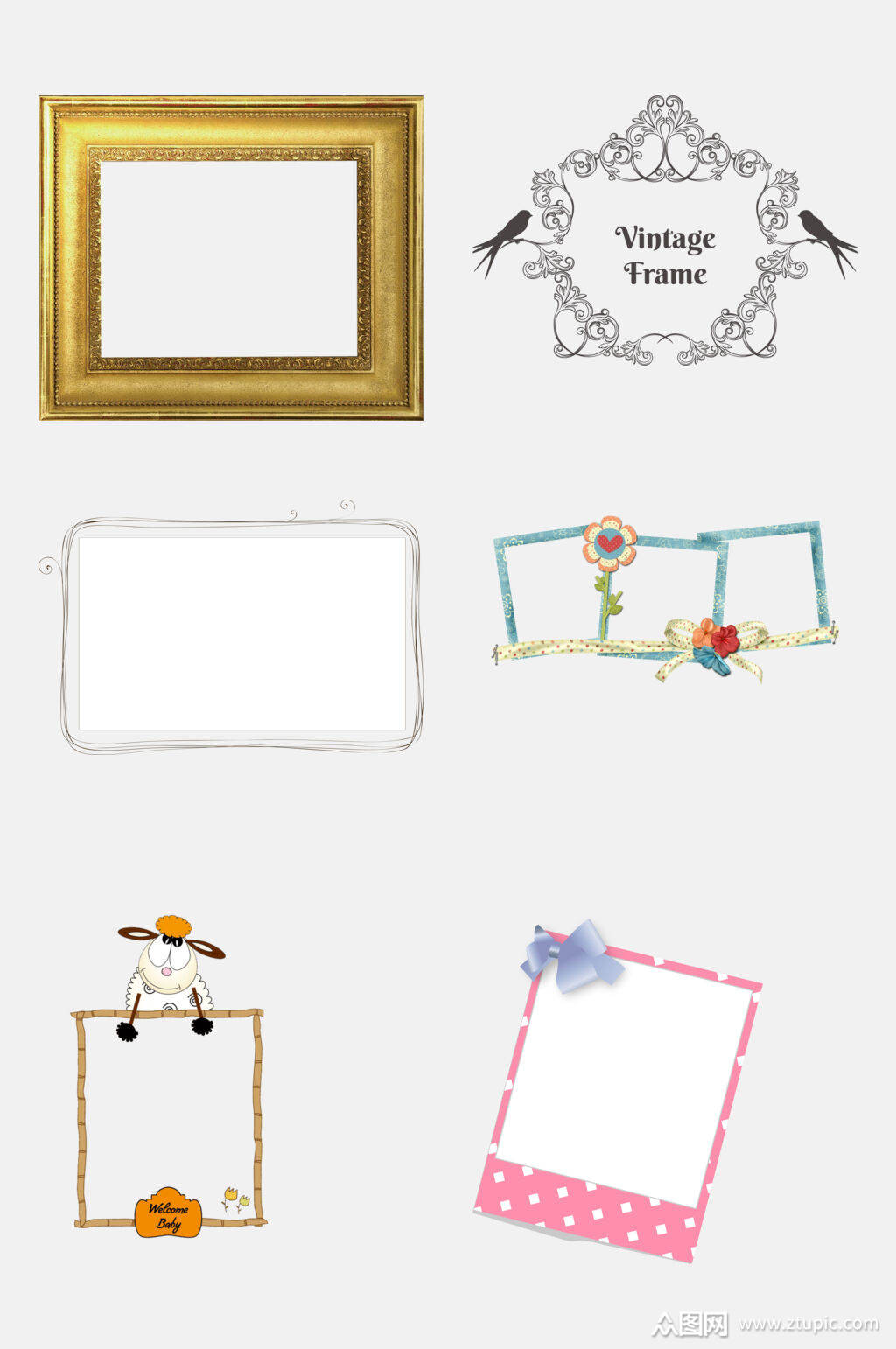 简约照片框相框免抠元素素材模板下载-编号1716410-众图网