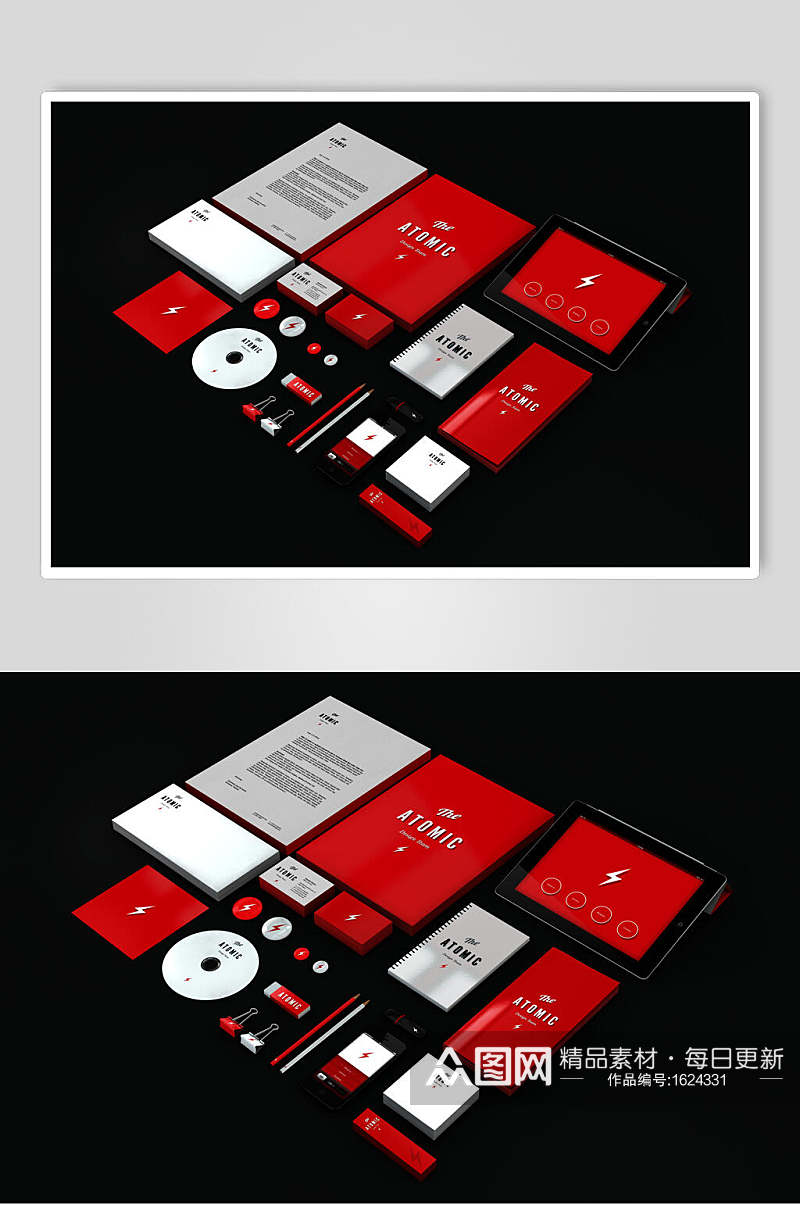 红色商务整套VI样机效果图素材