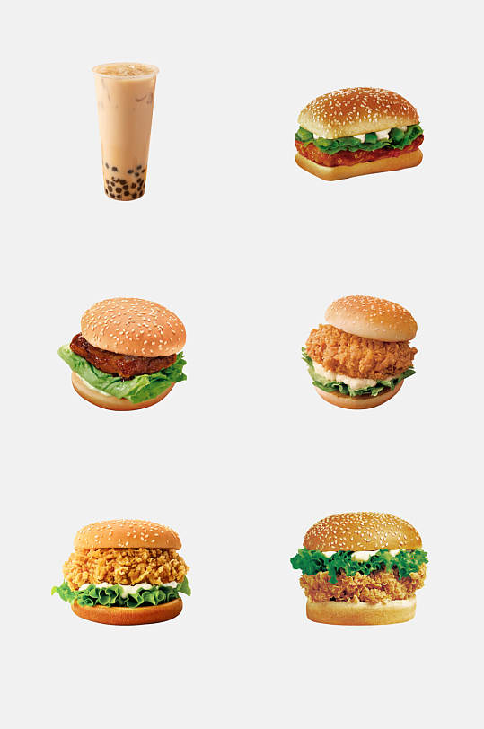 汉堡店西式快餐汉堡小食图片元素素材