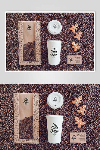 创意咖啡豆包装整套VI样机效果图