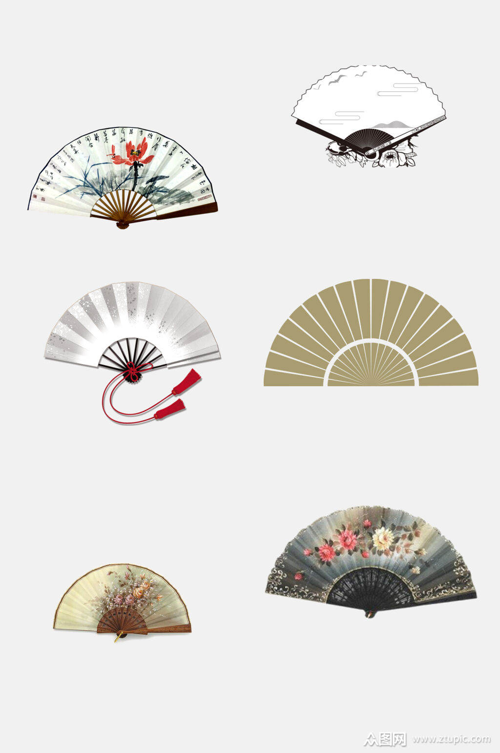 中式扇子免抠元素素材素材