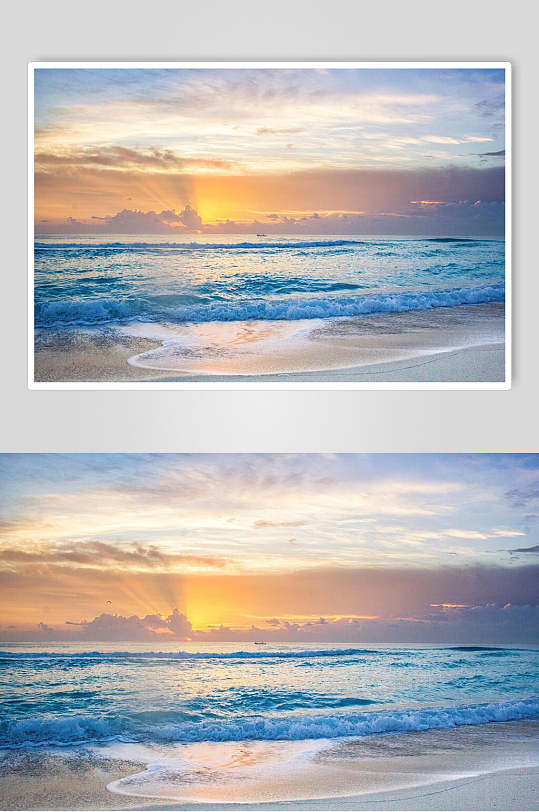 海浪图片日出天空大海摄影图-众图网