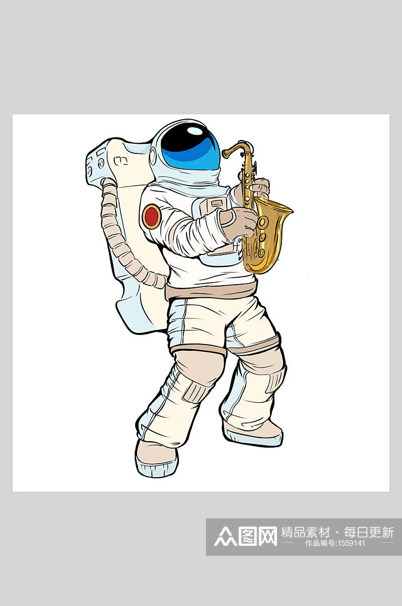 宇航员吹大号插画素材素材