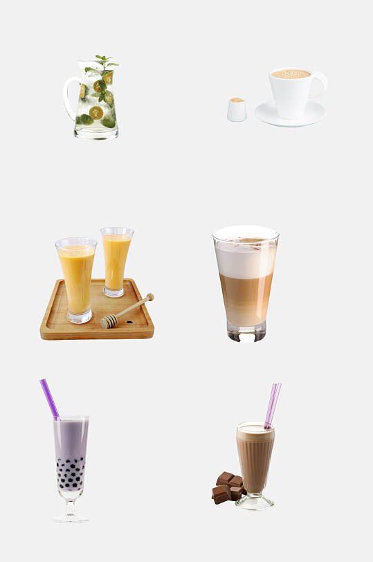 夏季冰奶茶饮品免扣元素