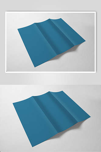 蓝色三折页样机效果图
