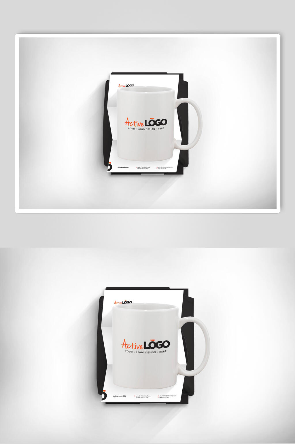 简约杯子LOGO展示VI样机效果图素材