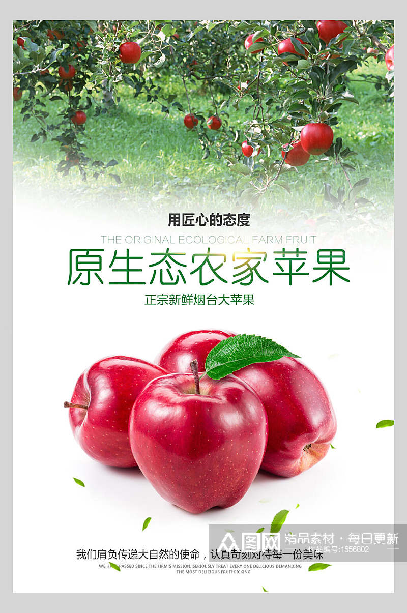 原生态农家苹果水果海报素材